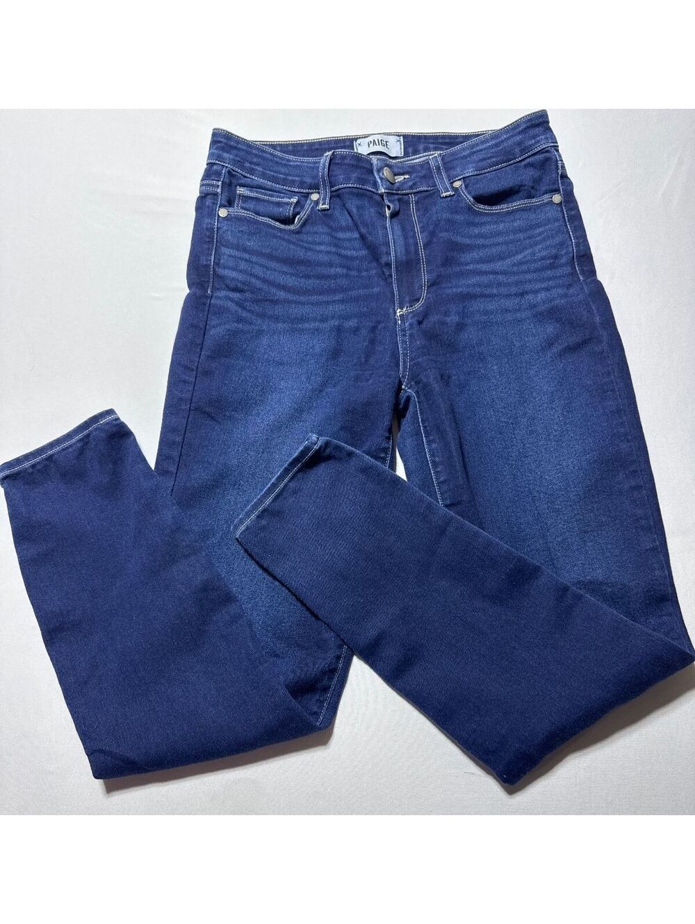 Paige High-Rise Skinny Jeans in Classic Dark Blue - Size 28